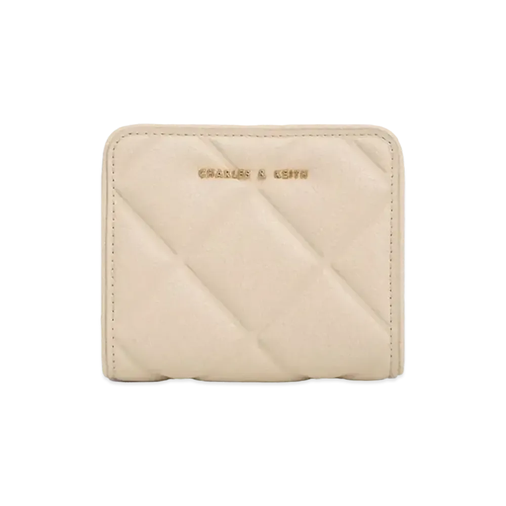 CHARLES & KEITH Anwen Quilted Zip Around Wallet "Beige"