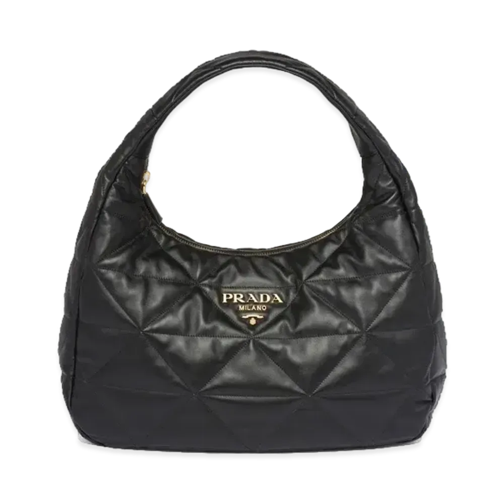 PRADA Large Topstitched Nappa Leather Bag "Black"