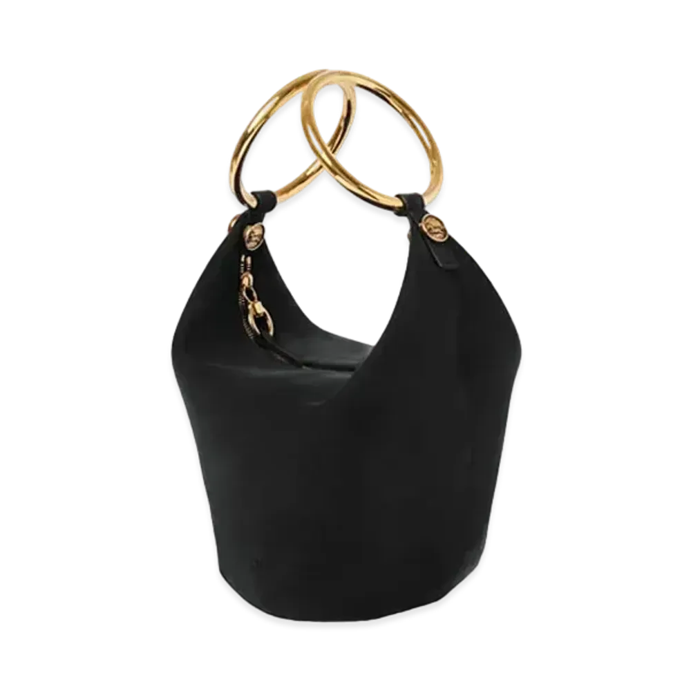Chloe Small Bracelet Handbag In Suede Leather "Black"