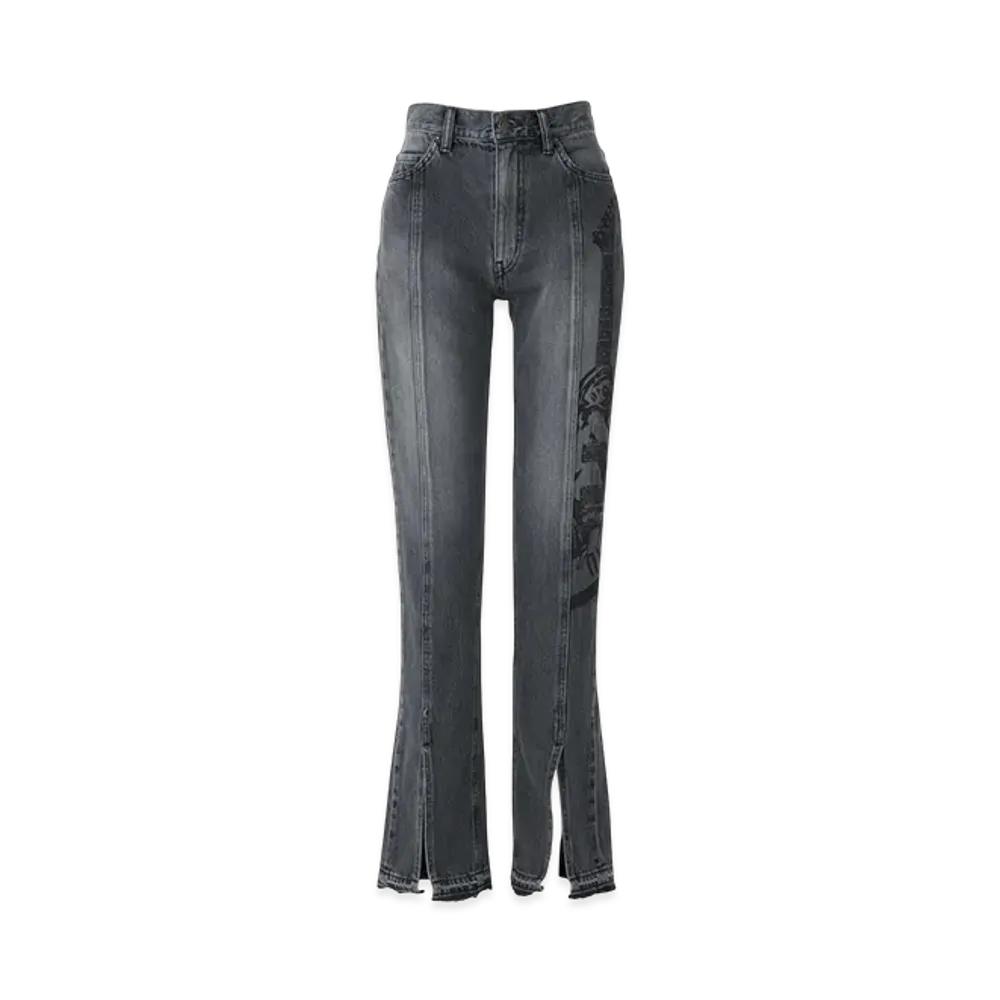HYSTERIC GLAMOUR Guitar Girl Center Slit Denim Pants "Black"