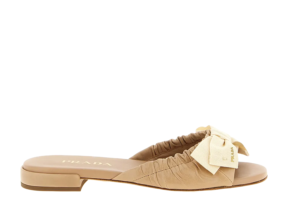 PRADA Women's Bow Slides "Beige"