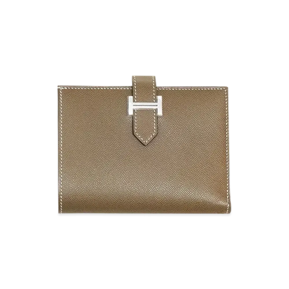 Hermes Bearn Compact Veau Madame "Etoupe/Silver"