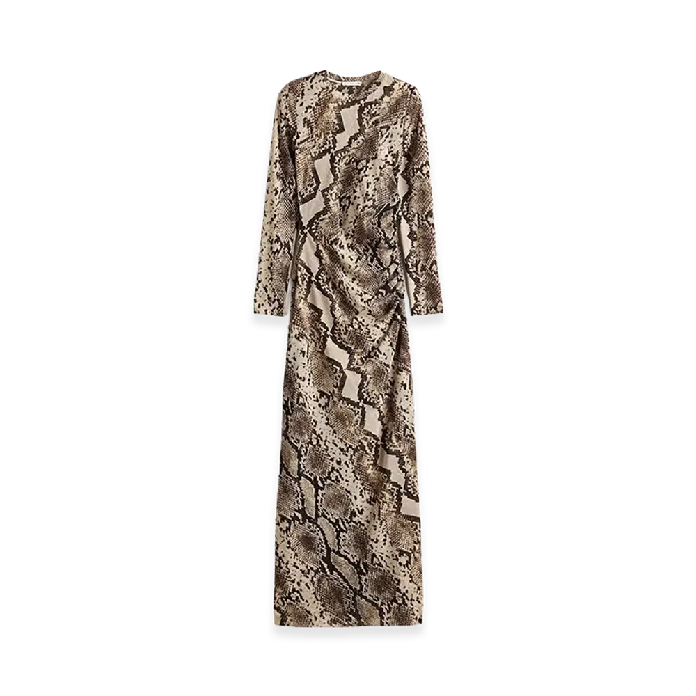 H&M x Stella McCartney Women's Snakeskin Print Mesh Dress "Beige"