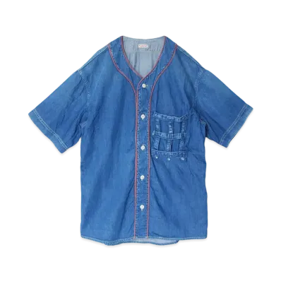 KAPITAL 8OZ DENIM PRISON BASEBALL SHIRT "Indigo"