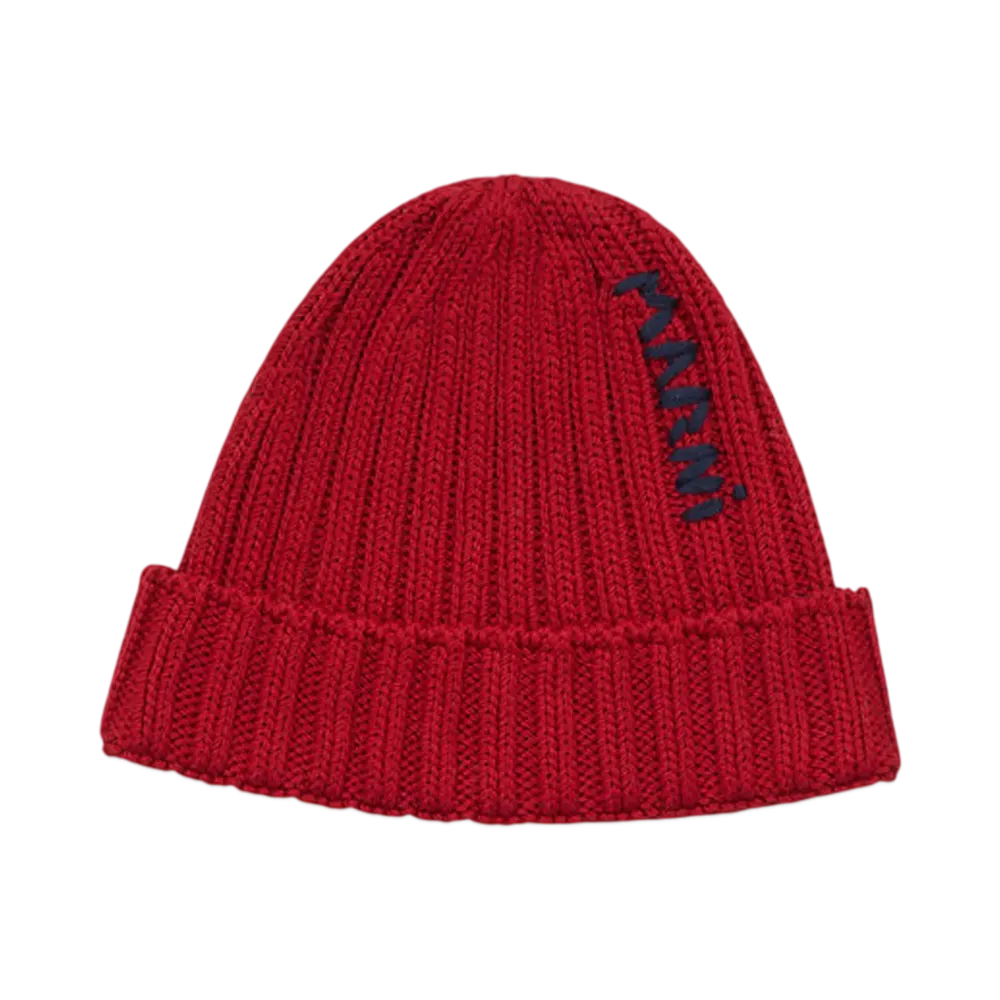 Marni Cotton Beret with Embroidered Marni Logo "Chile"