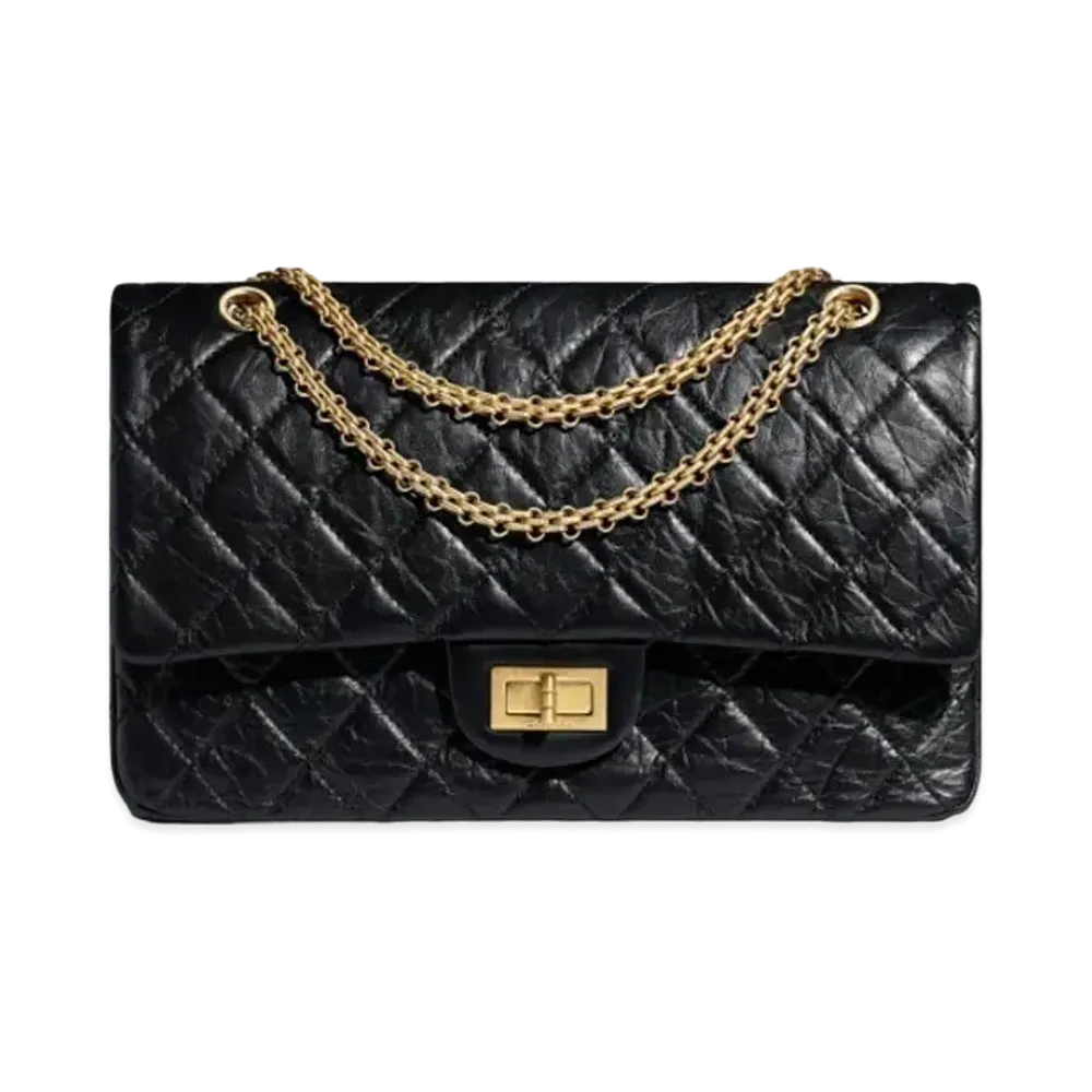CHANEL 2.55 Maxi Hand Bag Aged Calfskin "Black"