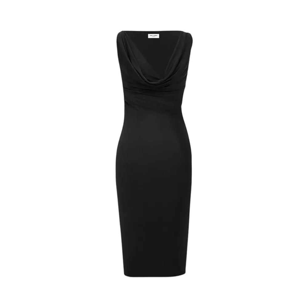 Saint Laurent Women's Cowlneck Dress in Knit "Black"