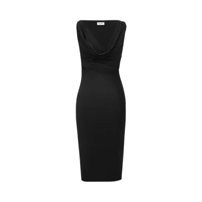 Saint Laurent Women's Cowlneck Dress in Knit "Black"