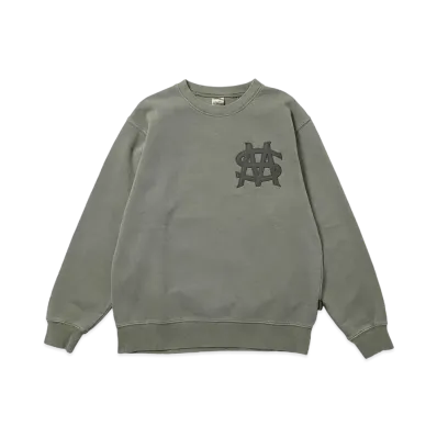 MFC STORE x AVIREX MS Classic Logo Fade Wash Crewneck "Olive"