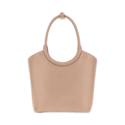MIU MIU Women's Leather Ivy Handbag "Floral/Antiqued Pink"