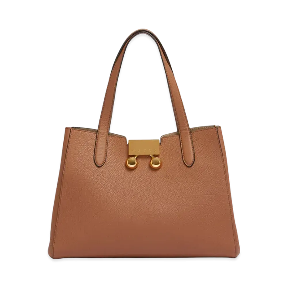 MARNI Trunkaroo Tote Bag in Leather "Cinnamon"
