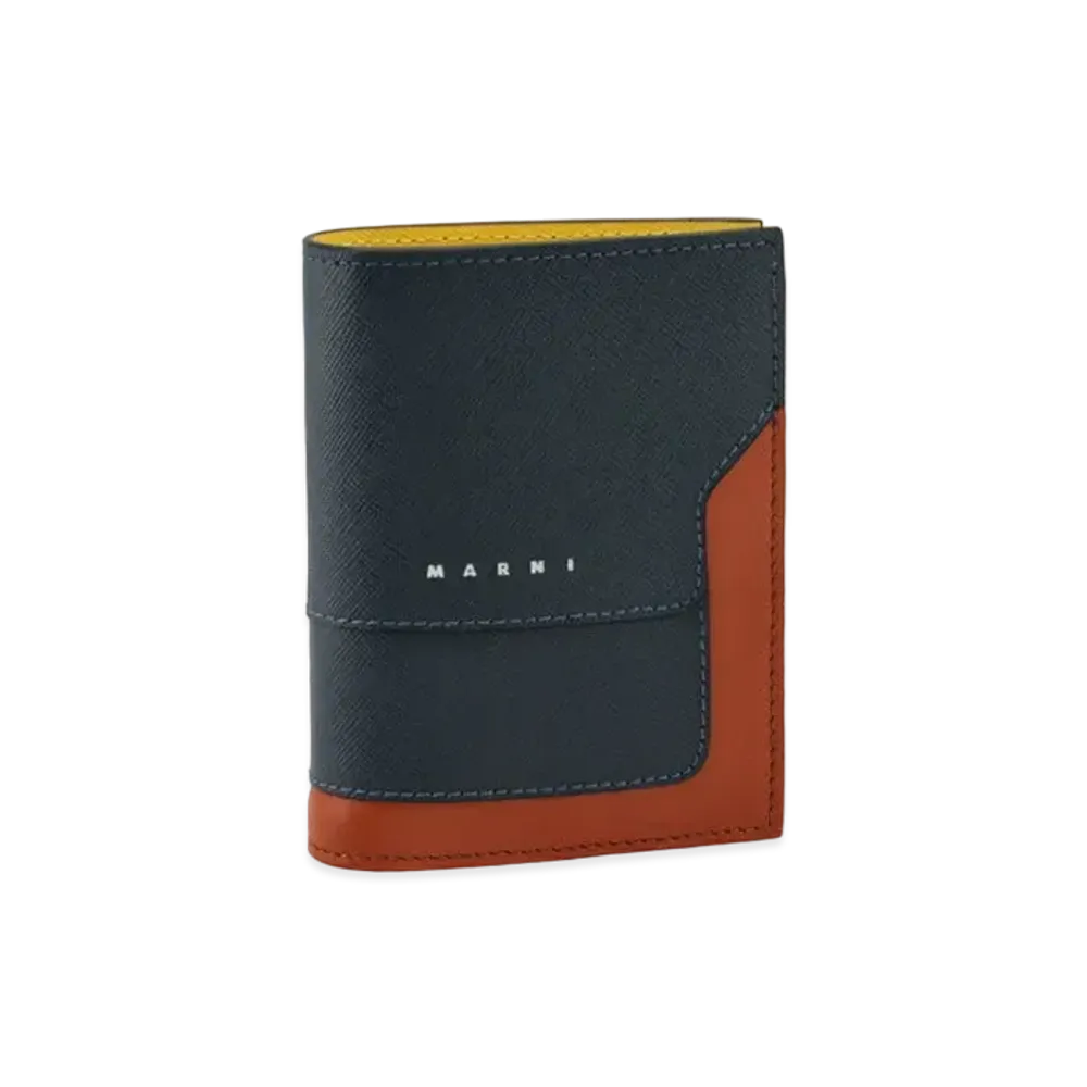 Marni Multicolor Blue Saffiano Leather Ns Bi-Fold Wallet "Blue/Yellow"