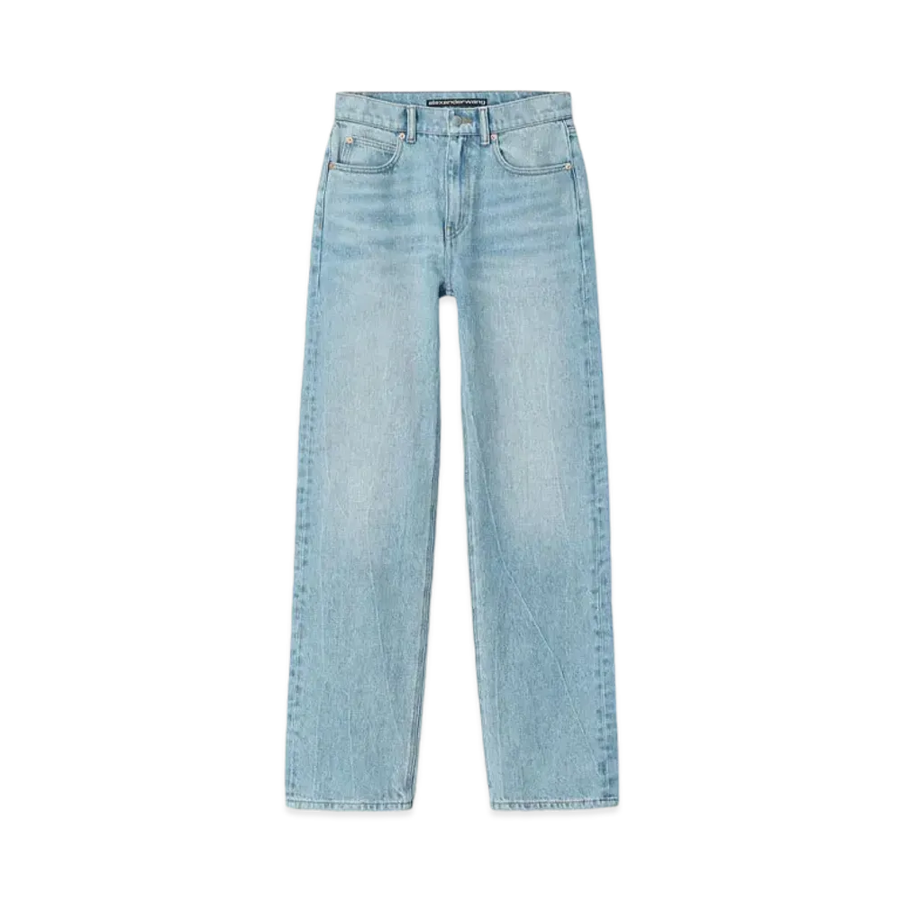 Alexander Wang Denim Ez Mid-Rise Straight Leg Jeans "Light Indigo"
