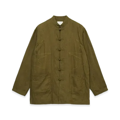 S'YTE x GDC Vintage Linen Chino Cloth Octagon Star Embroidery China Jacket "Khaki"