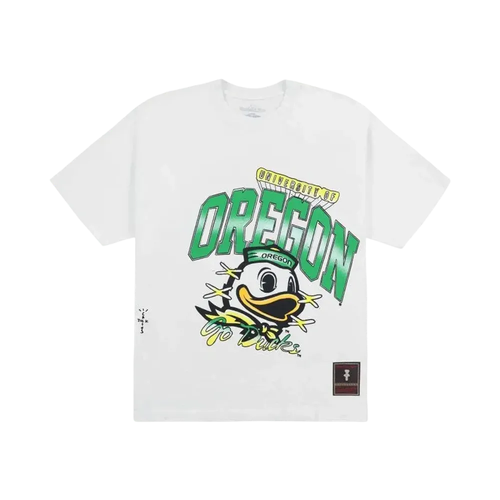 Travis Scott x M&N x University Of Oregon Handdrawn Tee "White"