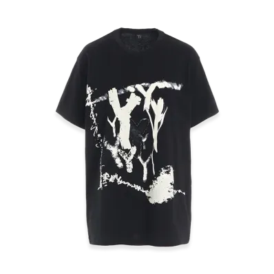 Y's Y Pigment-print Half-sleeve Tee "Black"