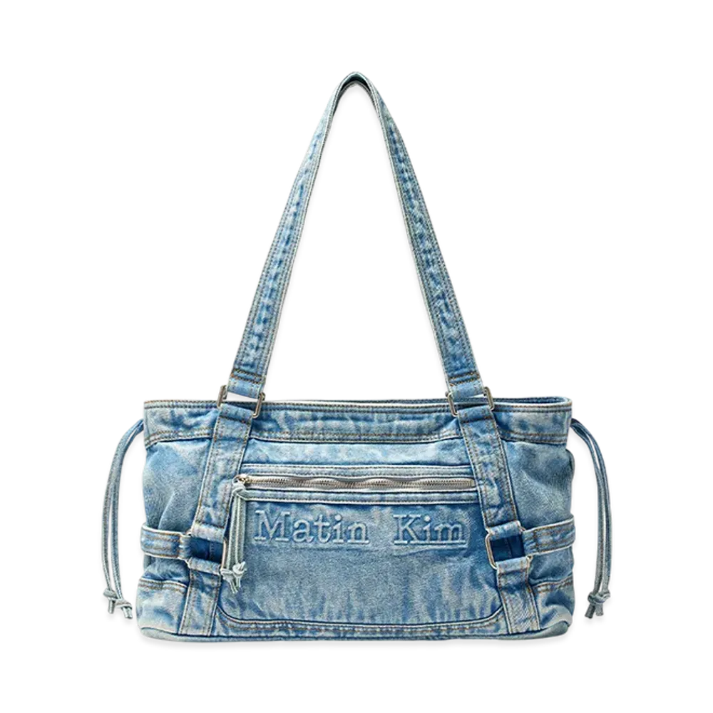 Matin Kim Matin Washed Denim Square Bag "Light Blue"