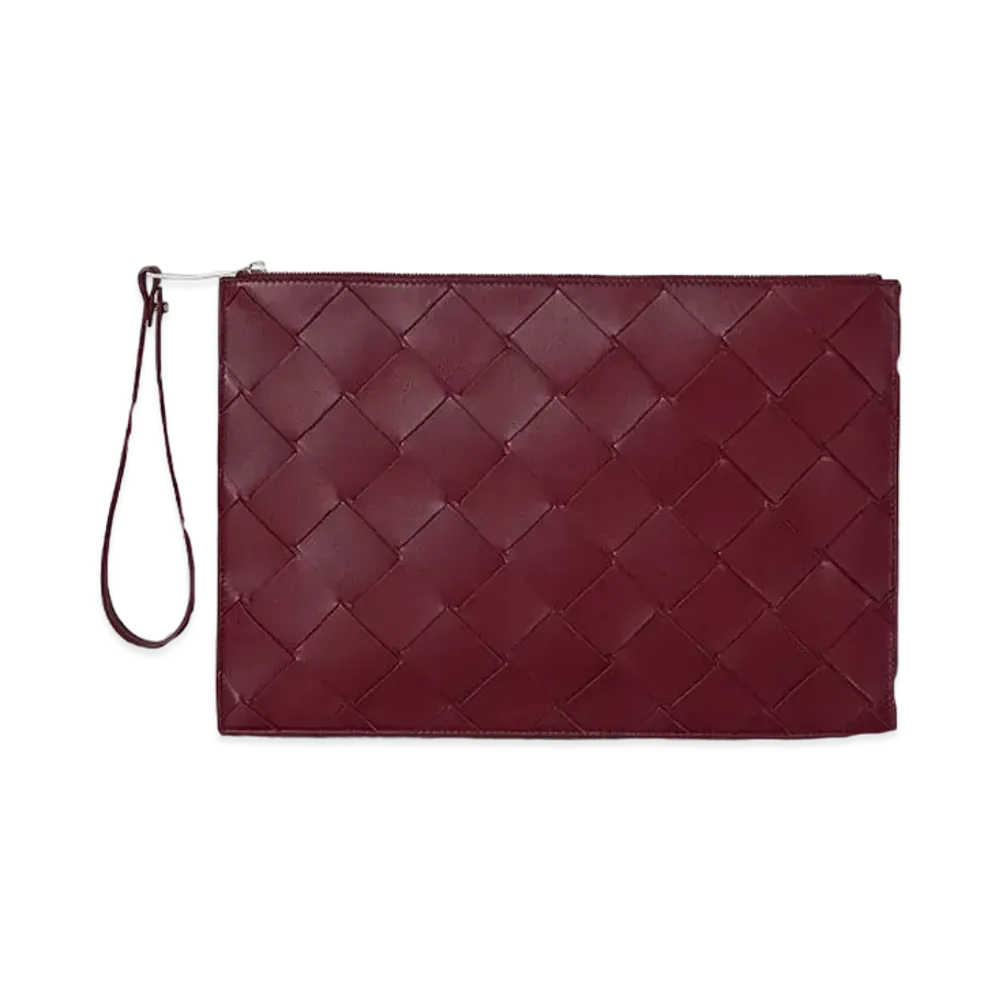 Bottega Veneta Maxi Intrecciato Large Pouch "Bordeaux"