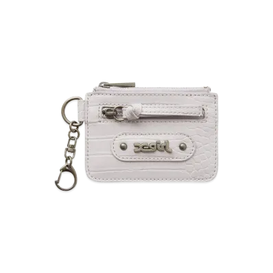 X-Girl Women's Mills Logo Faux Croco Card Case "Light Purple"