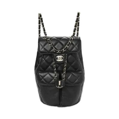 CHANEL Matelasse Chain Backpack Caviarskin "Black/Silver"
