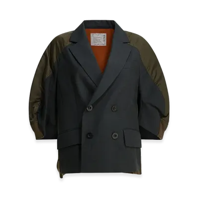 sacai Women's sacai Women's x Suiting Double-Breasted Blazer "Dark Gray/Khaki"