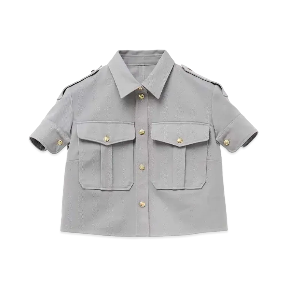 Alexander McQUEEN Cropped Military Shirt "Gray"