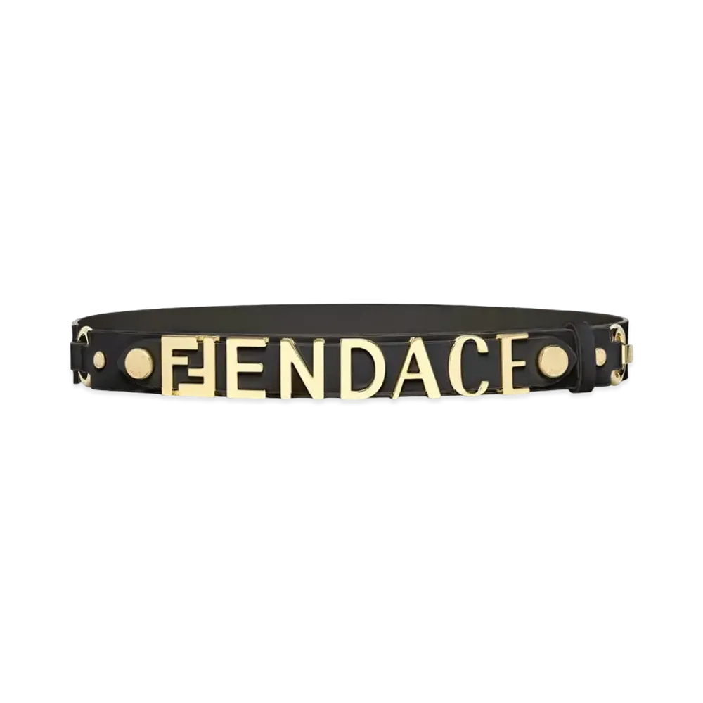 FENDI x Versace Fendace Black Leather Logo Belt "Black"