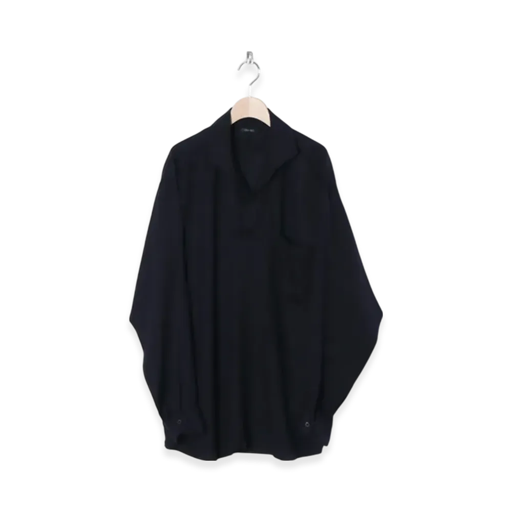 COMOLI Linen Twill Skipper Shirt "Navy"