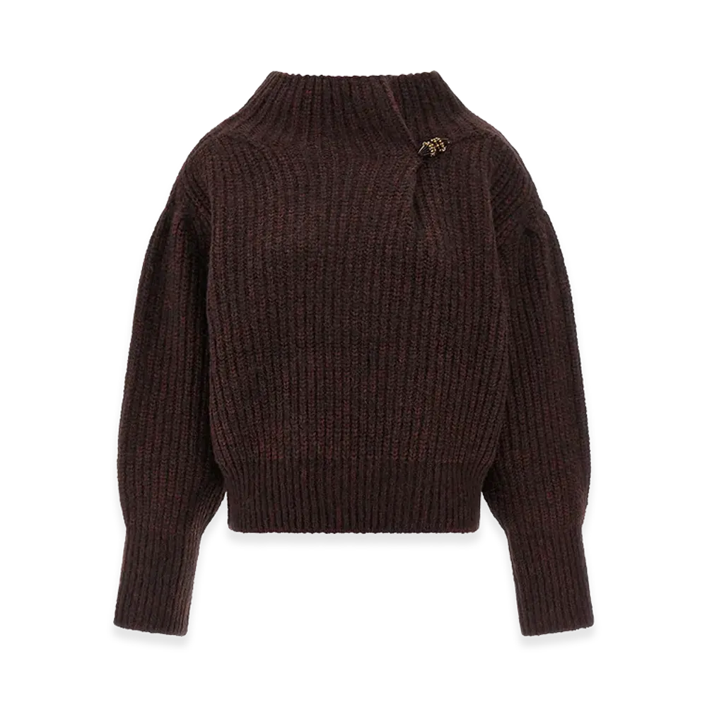 DRIES VAN NOTEN Women's Oversized Wool Sweater "Bordeaux"