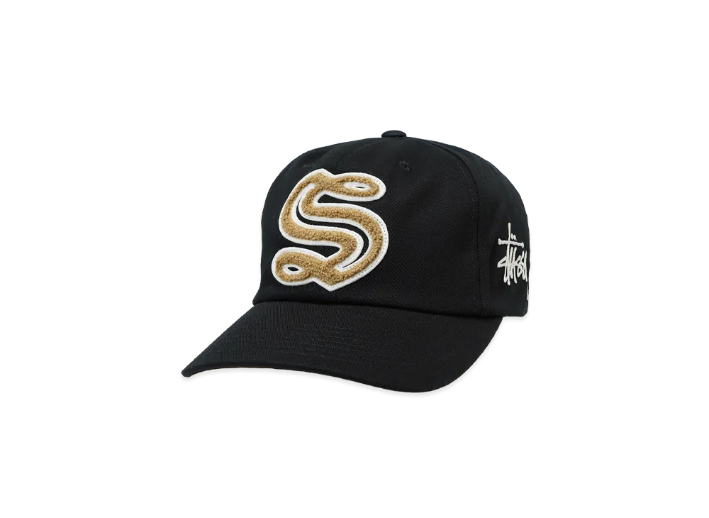 Stussy Mid-Depth Chenille S Snapback "Black"