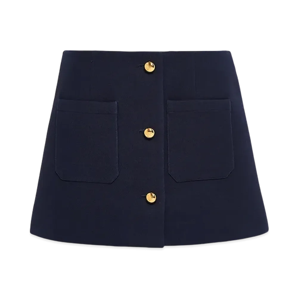 PRADA Women's Tricotine Miniskirt "Navy"