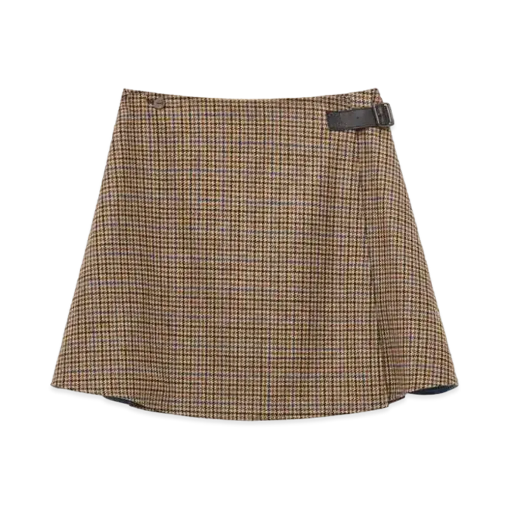 LOEWE x Howl's Moving Castle Calcifer Wrap Skirt In Wool "Beige/Blue/Black"