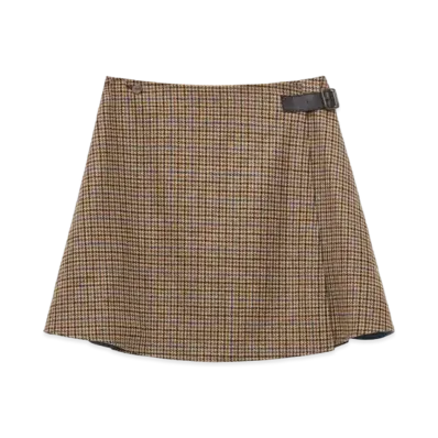 LOEWE x Howl's Moving Castle Calcifer Wrap Skirt In Wool "Beige/Blue/Black"