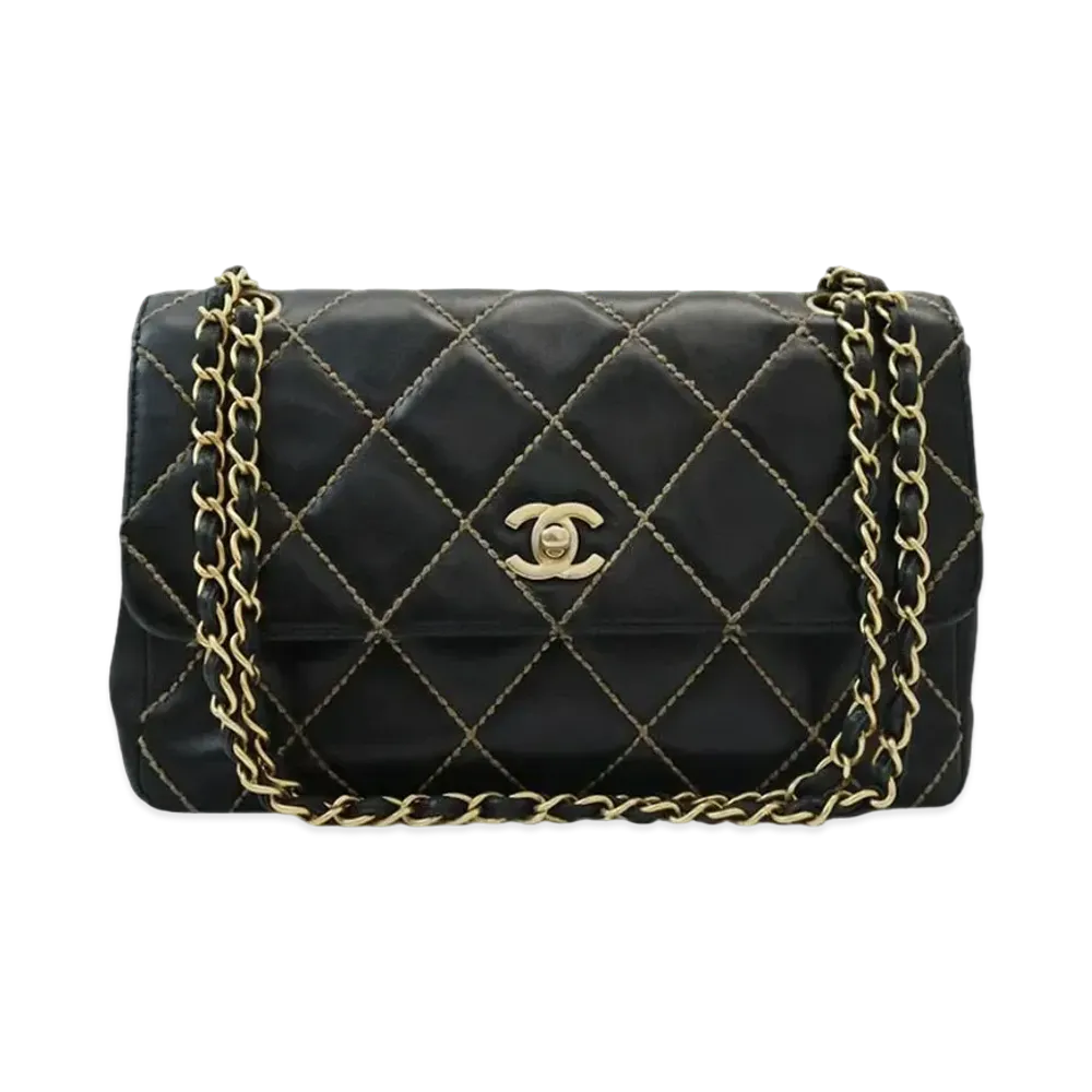 CHANEL Wild Stitch Flap Shoulder Bag "Black"