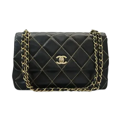 CHANEL Wild Stitch Flap Shoulder Bag "Black"