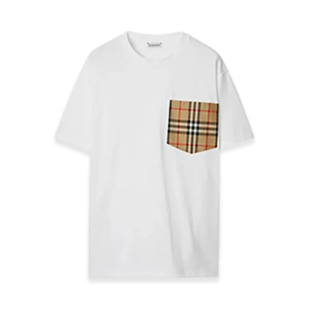 Burberry Check Pocket Cotton T-shirt "White"