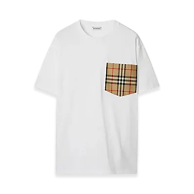 Burberry Check Pocket Cotton T-shirt "White"