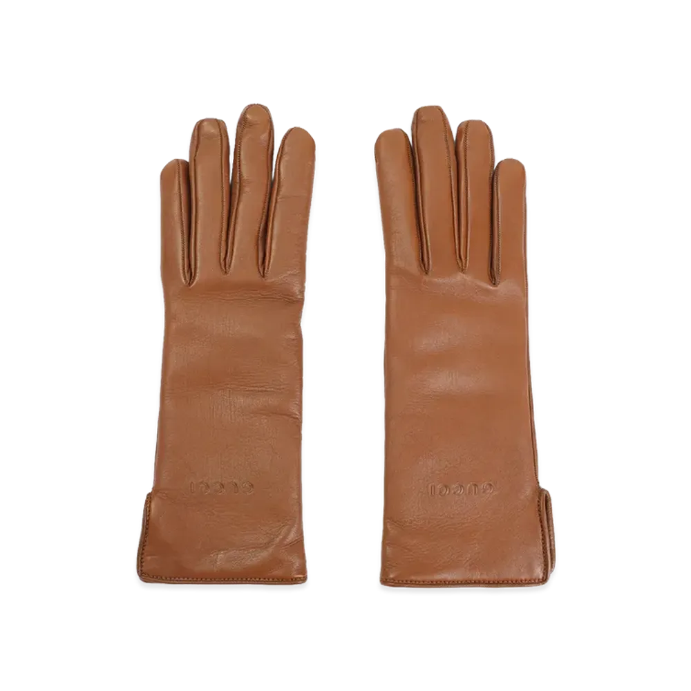 GUCCI Women's Leather Gloves "Camel"