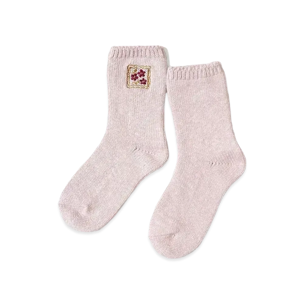 KAPITAL 56 Cookie Embroidery Socks "Pink"
