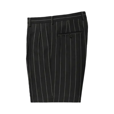 WACKO MARIA Dormeuil / Striped Double Pleated Short Trousers "Black"