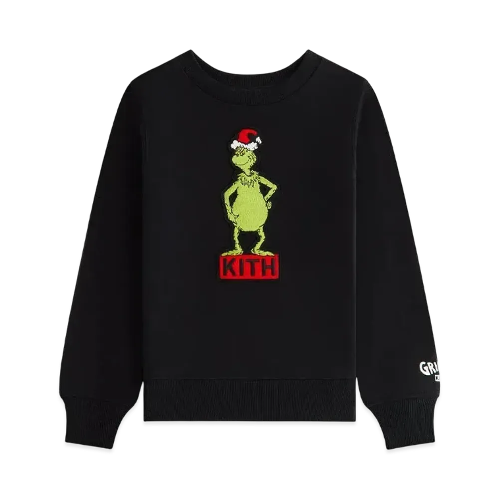 Kith x The Grinch Kids Classic Standing Logo Crewneck "Black"