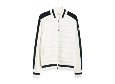 MONCLER Cotton Knit & Quilted Down Cardigan "White"