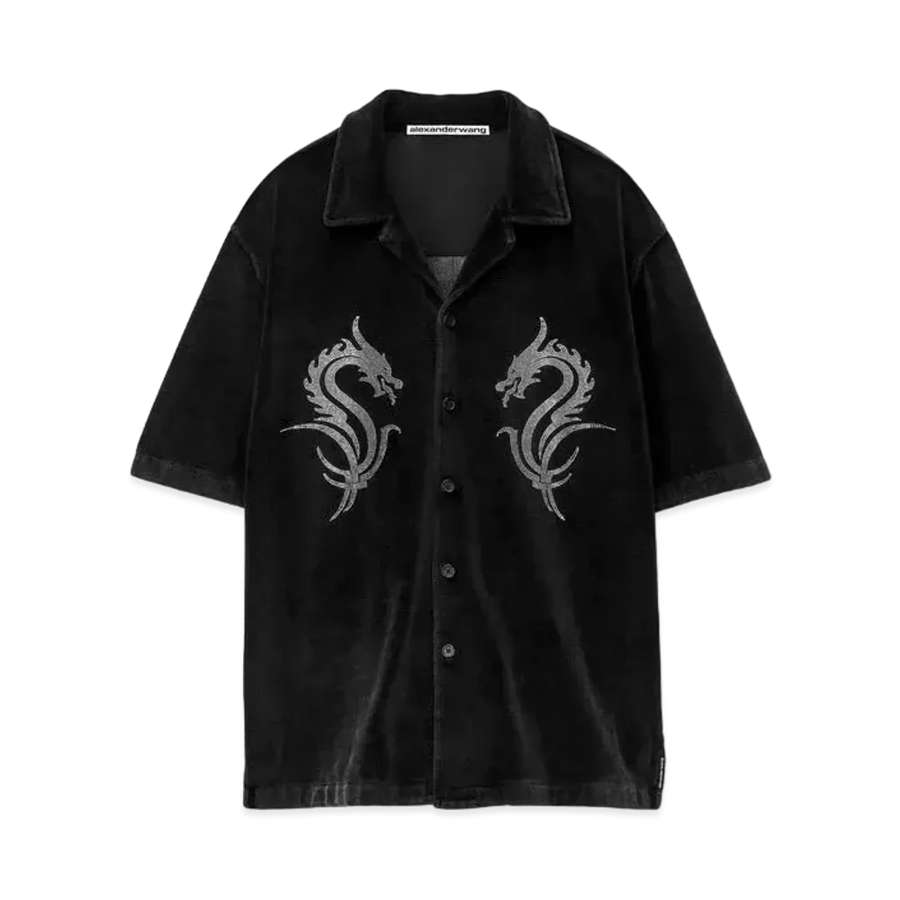 Alexander Wang Dragon Hotfix Velor Shirt "Washed Pepper"