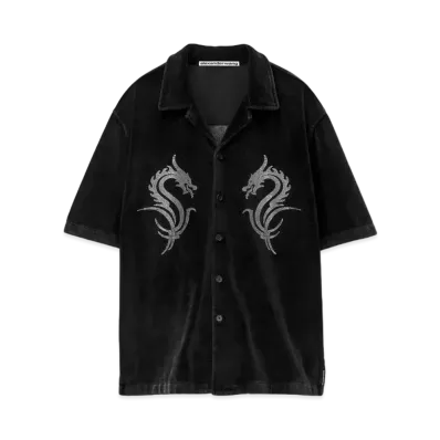 Alexander Wang Dragon Hotfix Velor Shirt "Washed Pepper"