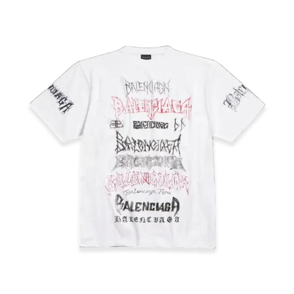 BALENCIAGA DIY Metal T-Shirt Large Fit in "White Black Red"