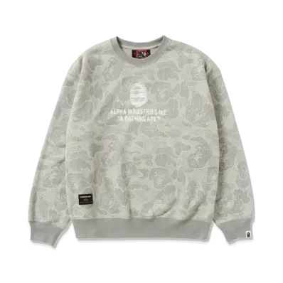 A BATHING APE x ALPHA INDUSTRIES Crewneck Sweater "Olive"
