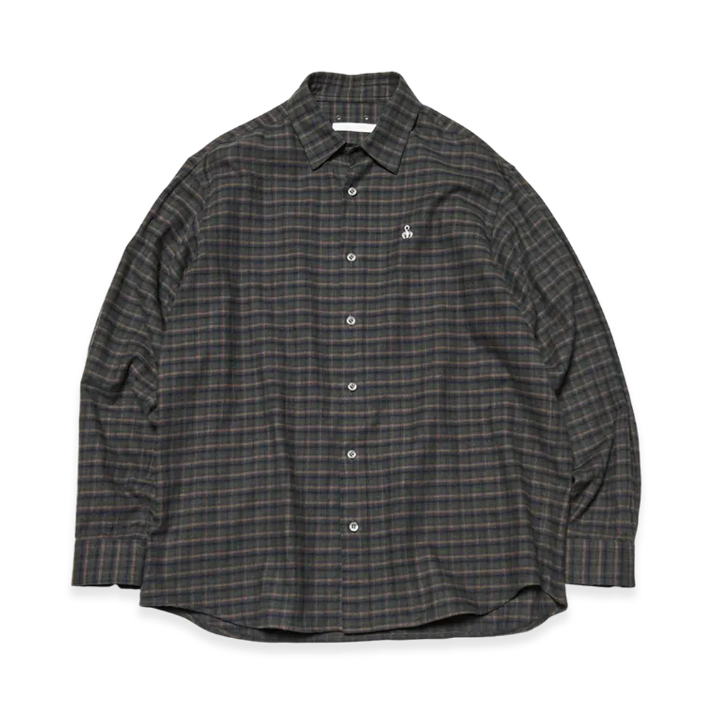SOPHNET. Cotton Flannel Relax-Fit Shirt "Khaki"