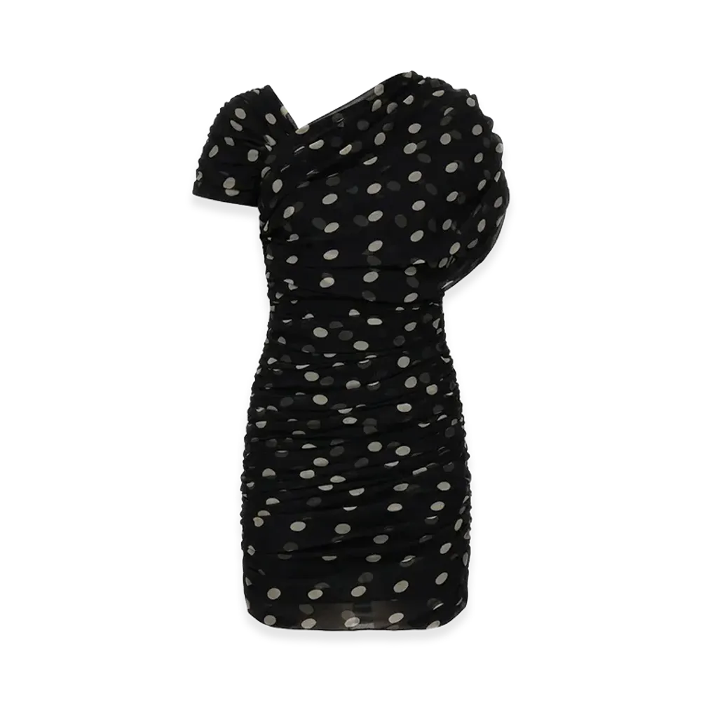 Saint Laurent Women's Asymmetrical Gathered Dress "Black"