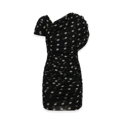 Saint Laurent Women's Asymmetrical Gathered Dress "Black"