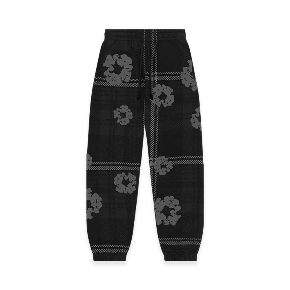 DENIM TEARS Plaid Cotton Wreath Sweatpants "Black"